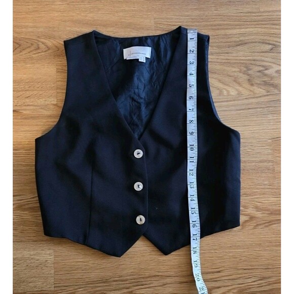 Anthropologie Women's Size 6 Black Three Button Up Vest - Picture 7 of 9